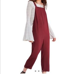 Urban Outfitters Burgundy Tie Back apron Jumpsuit